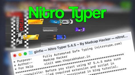 Click icon below to use the hack Source izgurl. . Nitro type script